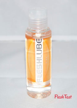 Bottle of Fleshlight FleshLube with lubricant liquid